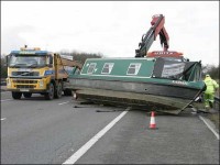 Narrowboat falls of truck